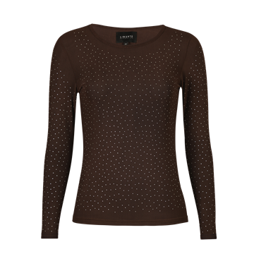 Liberté - Mesh Ls Sparkle T-Shirt - Dark Brown Diamond Dot
